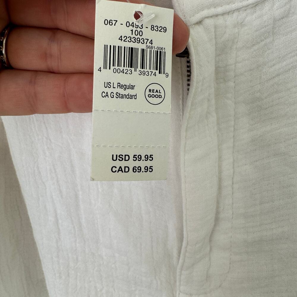 Aerie Women's White Daybreak Trouser Wide Leg Cotton Large NEW - Picture 5 of 12